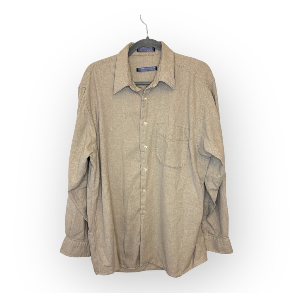 Forsyth of Canada Beige Cotton Button Down Shirt Classic Workwear Office Large